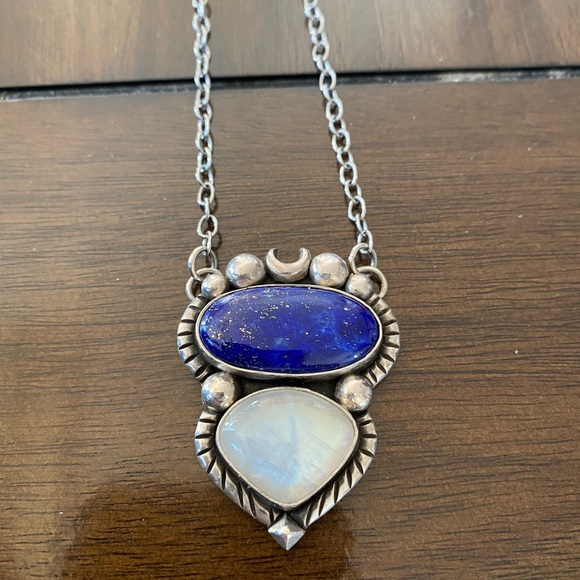 Pacific Crest Silver lapis lazuli and moonstone sterling silver necklace - Picture 8 of 13